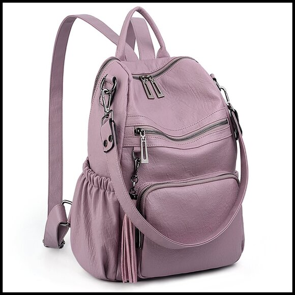 Vegan Leather Backpack Purse Convertible Rucksack Travel Shoulder Bag Tassel main image 7